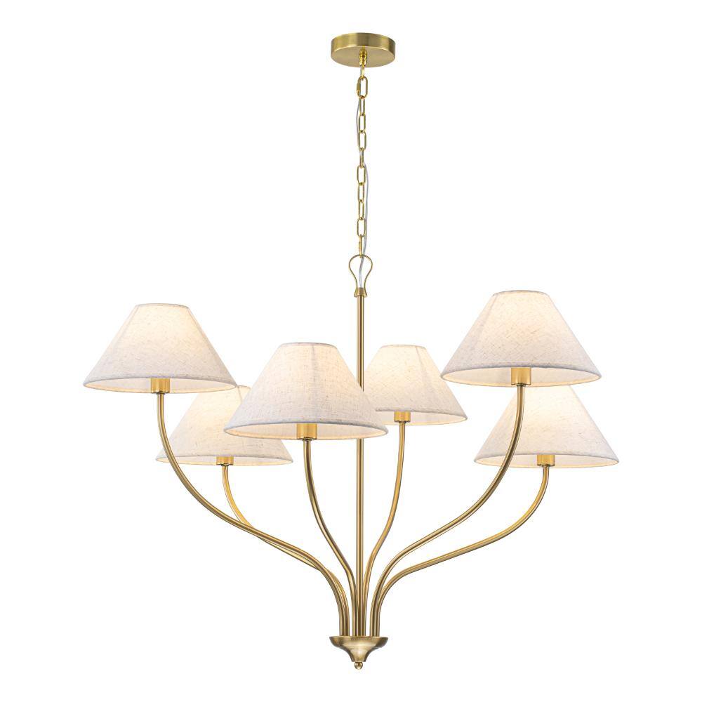 37.4-inch 6-Light Gold Modern Farmhouse Chandelier with Linen Fabric Shades price history on PriceWatchPro