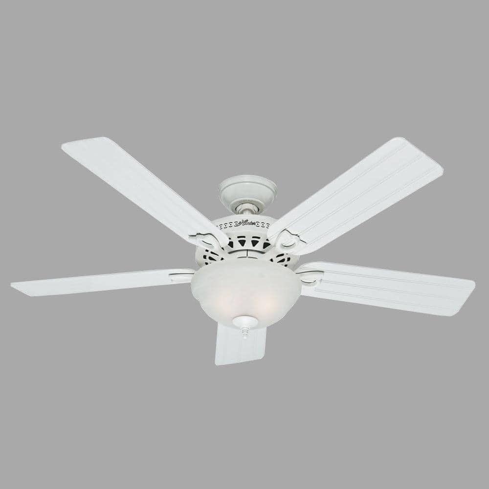 Hunter Beachcomber 52 In Indoor White Ceiling Fan With Light Kit 53122 The Home Depot