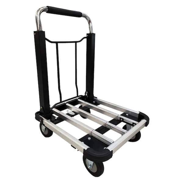 maocao hoom 8 cu. ft. Metal Garden Cart Extendable Folding Aluminum Four-Wheel Flatbed Car Platform Trolley Portable Hand Truck Cart