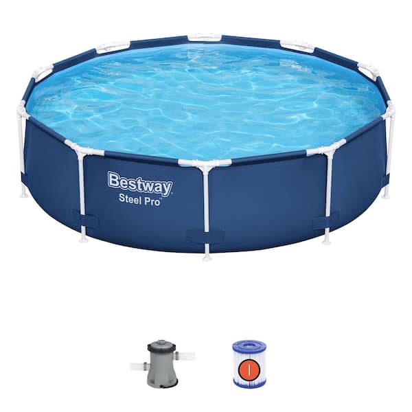 Bestway Steel Pro 10 Ft. Round 30 In. Metal Frame Pool Set With Filter 