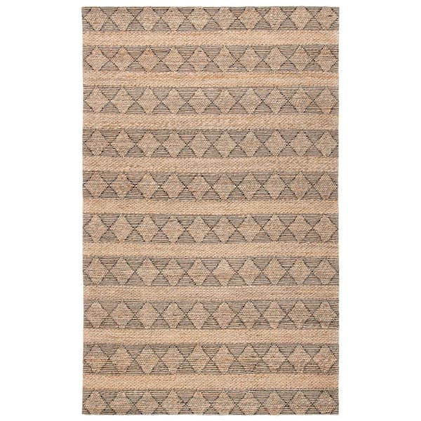 Natural Fiber Natural/Black 8 ft. x 10 ft. Abstract Striped Area Rug