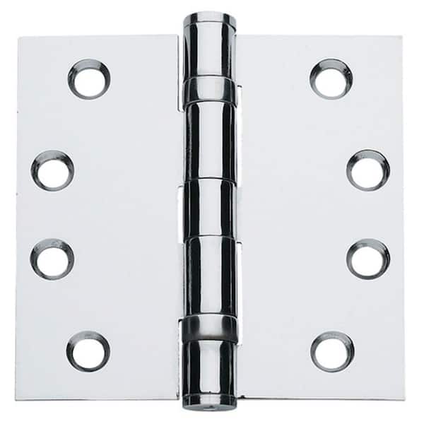 Global Door Controls 4.5 in x 4.5 in Bright Chrome Full Mortise Removable Pin Squared Hinge
