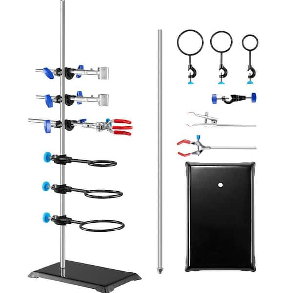 Lab Stand, Laboratory Retort Support Stand , Steel Lab Stand,Cast Iron Base, Includes Flask Clamps, Burette Cross Clamps