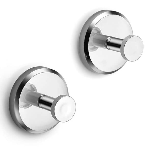 Waterproof Bath Robe Hooks Holder for Hanging up to 15 lb. for Shower, Bathroom, Kitchen, Glass Door, Silver (2-Pack)