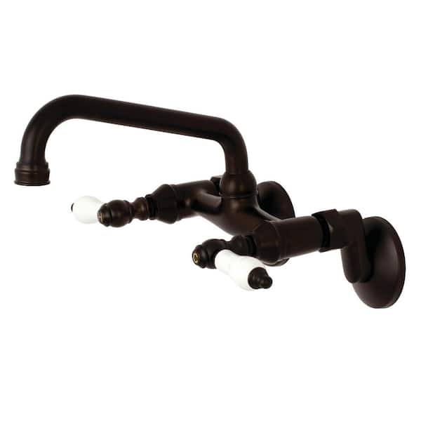 Kingston Brass Kingston 2-Handle Wall-Mount Standard Kitchen Faucet in Oil Rubbed Bronze