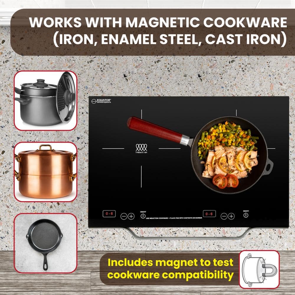 Black and Stainless Dual Burner Portable Induction Cooktop with Touch Control