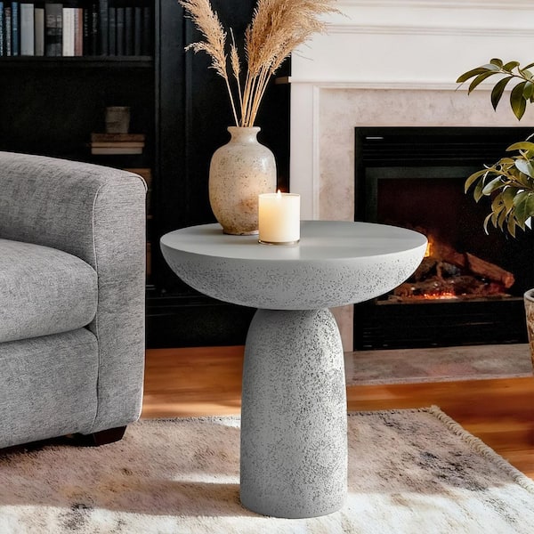 Modern Gray 17.7 in. W x 18.7 in. H Round Fiberglass Coffee Table