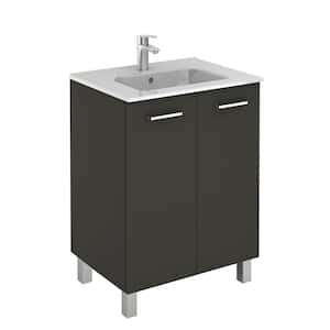 Logic 27.6 in. W x 18.0 in. D x 33.0 in. H Bath Vanity in Anthracite with Vanity Top and Ceramic White Basin