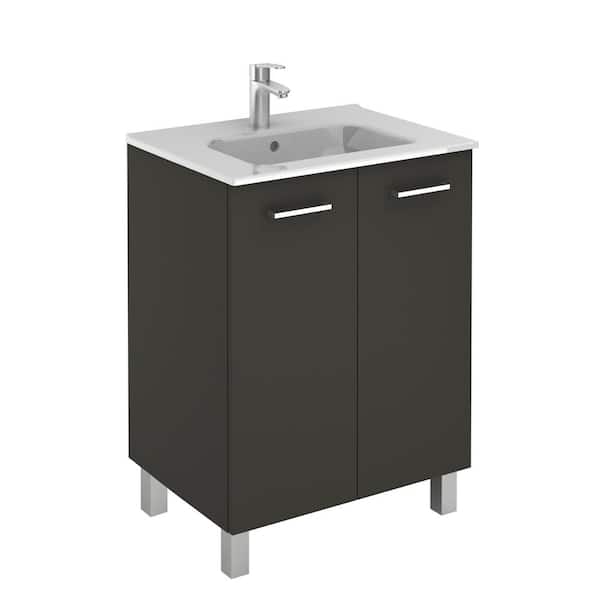 Logic 27.6 in. W x 18.0 in. D x 33.0 in. H Bath Vanity in Anthracite with Vanity Top and Ceramic White Basin