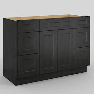 48 in. W x 21 in. D x 34.5 in. H in Shaker Charcoal Plywood Ready to Assemble Floor Vanity Sink Base Kitchen Cabinet