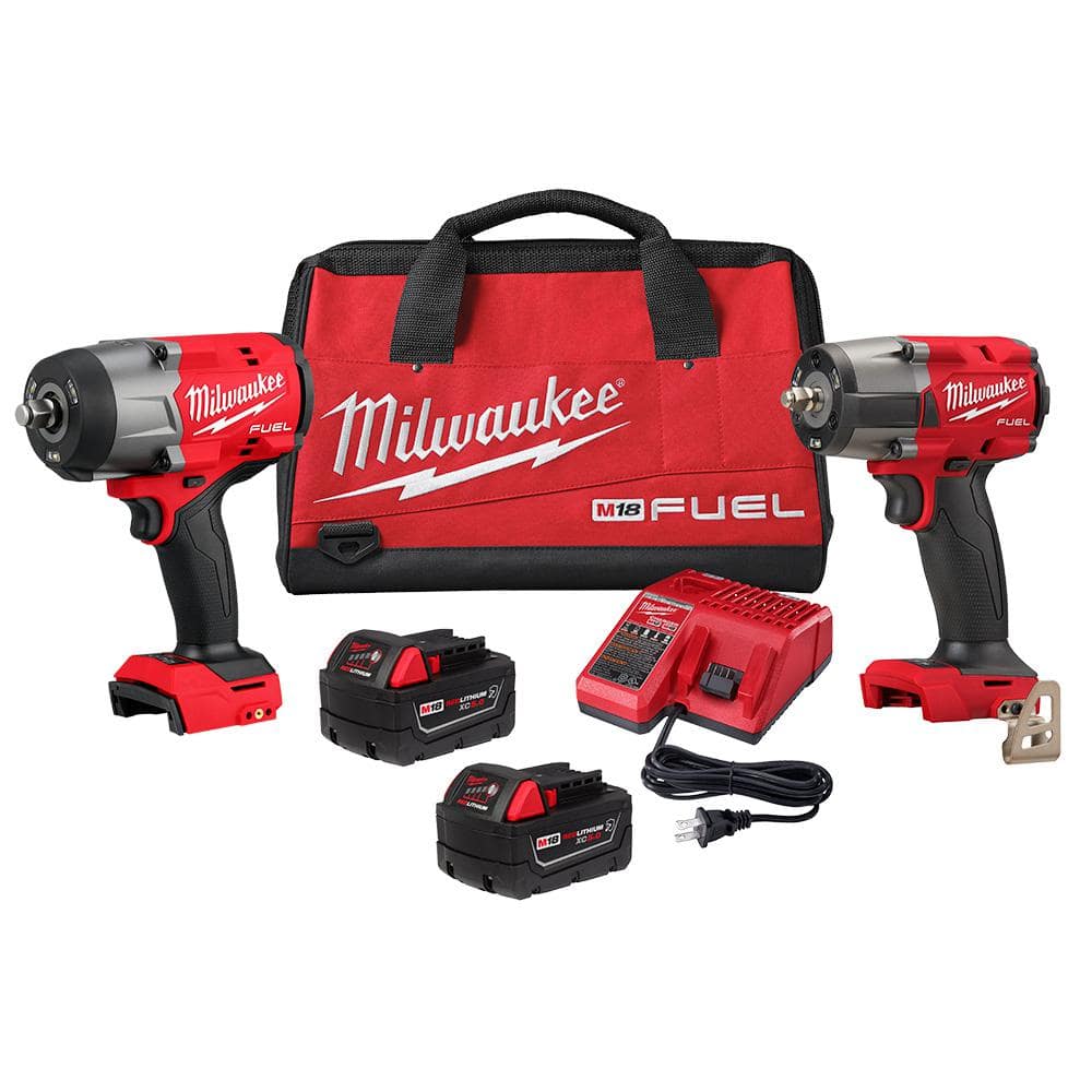 Milwaukee M18 FUEL 18-Volt Lithium-Ion Brushless Cordless High Torque 1/2 in. and Mid-Torque 3/8 in. Impact Wrench Combo Kit -  3010-22