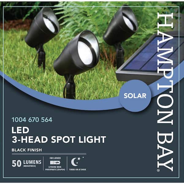 Hampton Bay Solar 50 Lumens Black Integrated LED Spotlight with