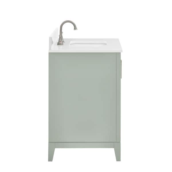 Caldera 36 in. Single Sink Freestanding Light Grey Bath Vanity with Pure White Engineer Stone Top