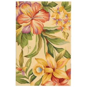 Chelsea Ivory Doormat 3 ft. x 4 ft. Solid Floral Area Rug