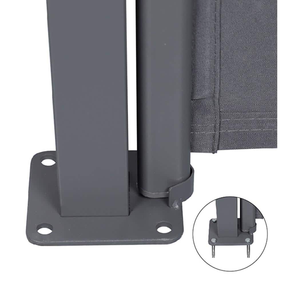 Gray 63" x 118" Retractable Side Awning with Aluminum Frame