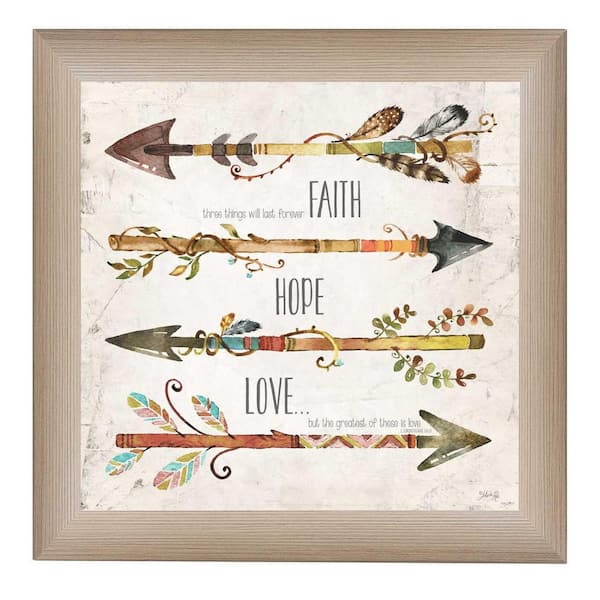 HomeRoots Charlie Faith Hope Love 1-Piece Framed Wall Art 14 in. x 14 in.
