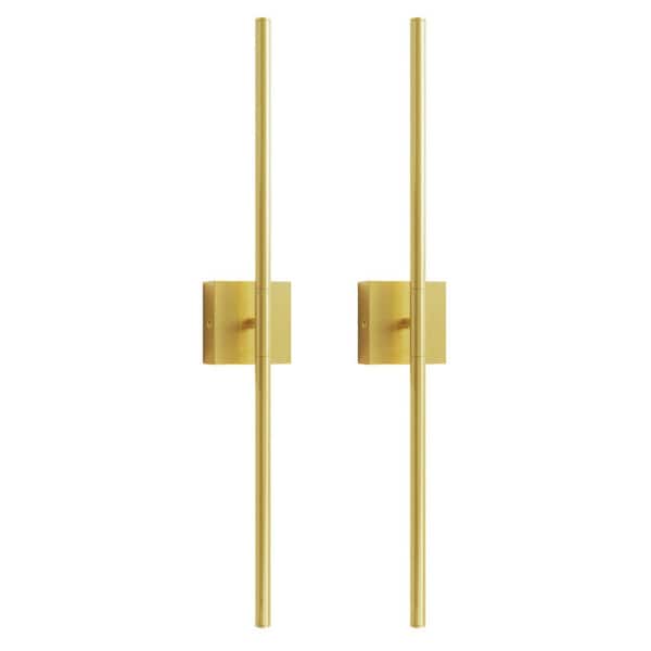 YANSUN 2-Light Gold Dimmable Timing LED Wall Sconce with Remote Control, Wireless Installation, USB Charging (2-Pack)