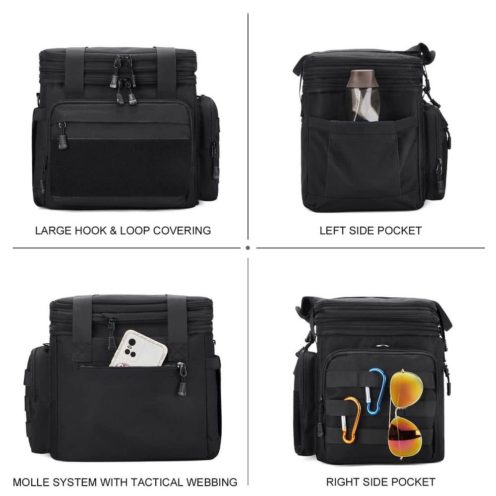 Black Reusable Lunch Bag Set of 1, Large Capacity with Multiple Pockets and Excellent Insulation