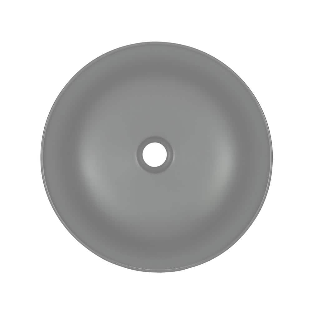Matte Gray Ceramic 16" Above-Counter Vessel Sink