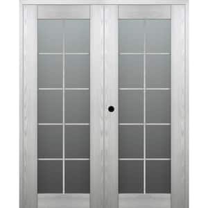 Vona 48 in. x 80 in. Right Hand Active 10-Lite Frosted Glass Ribeira Ash Wood Composite Double Prehung French Door