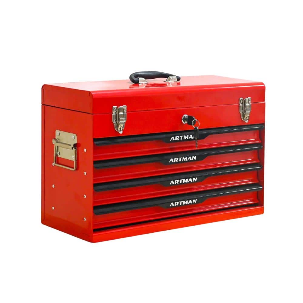 20 Inch Portable Steel Tool Box with Drawers, Lockable Metal Storage Organizer, Powder-Coated, Red price history on PriceWatchPro