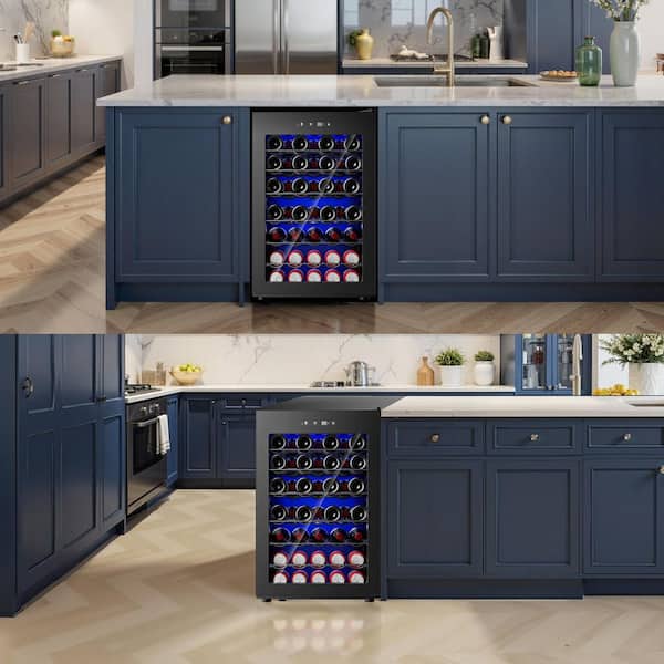 SIMZLIFE 20.3in. Digital Control 45-Bottle Wine Cooler in Black