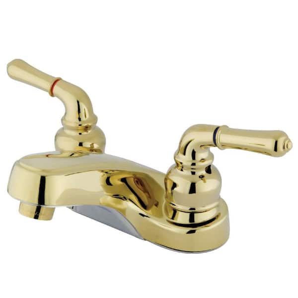 Kingston Brass Magellan 4 in. Centerset 2-Handle Bathroom Faucet in Polished Brass