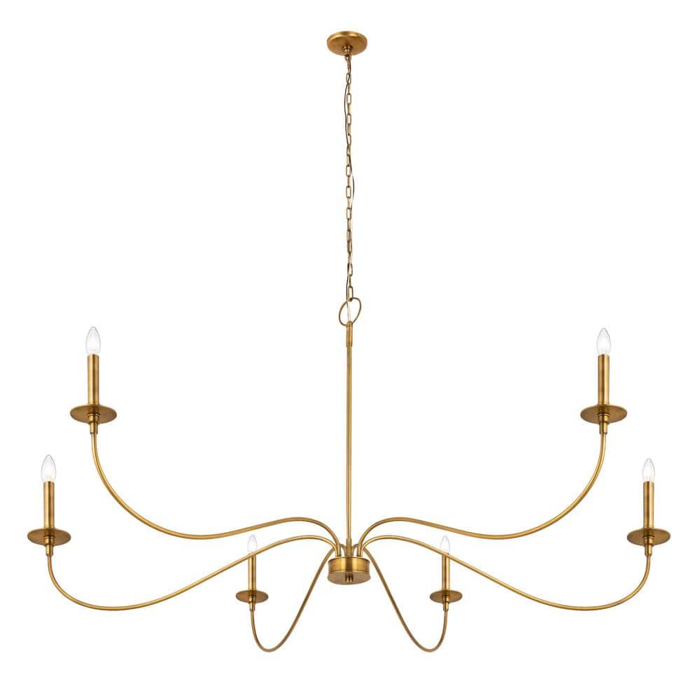 Elegant Rubbed Brass 6-Light Traditional Chandelier