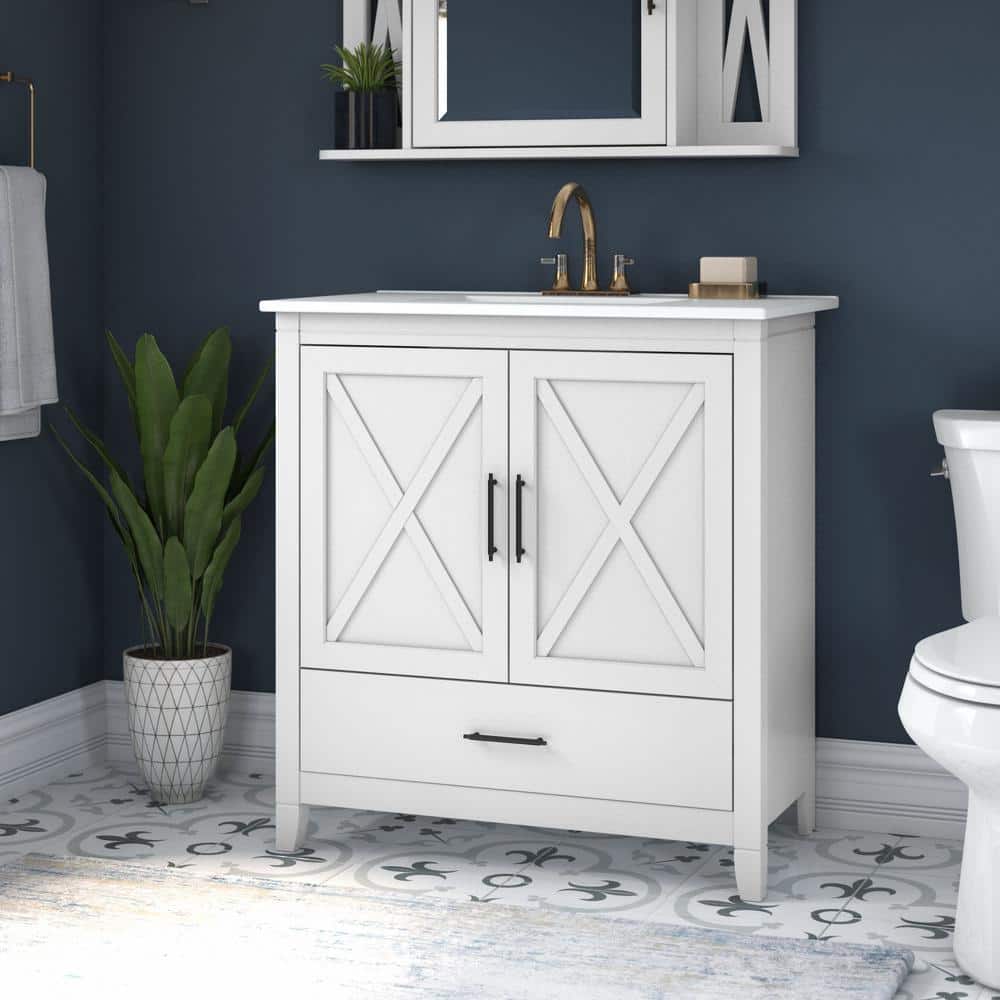 Key West White Ash 32" Bathroom Vanity with Ceramic Sink