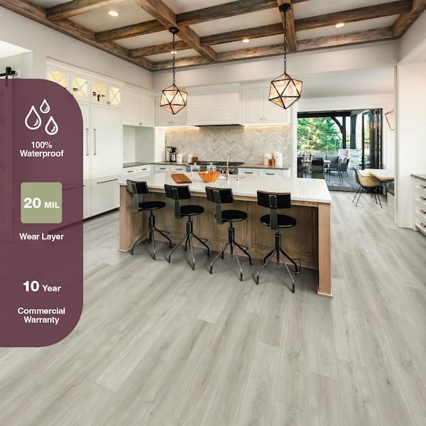 Coral Cove Hickory 20 MIL x 7 in. W x 48 in. L Waterproof Click Lock Luxury Vinyl Plank Flooring (23.8 sq. ft./Case)