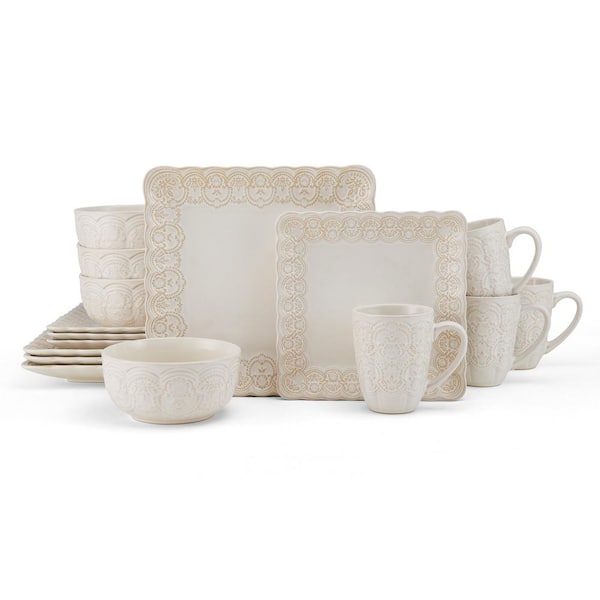 cream square dinner set