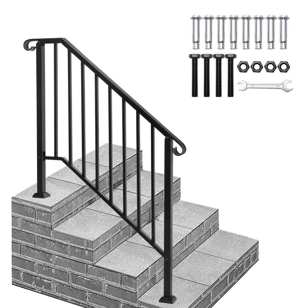 Matte Black Stainless Steel 3-Step Handrail for Stairs