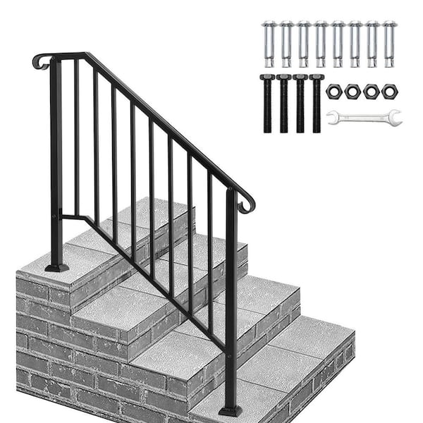 Winado Transitional Handrail Stair Railing Fits 3-Step Iron Rail Kit