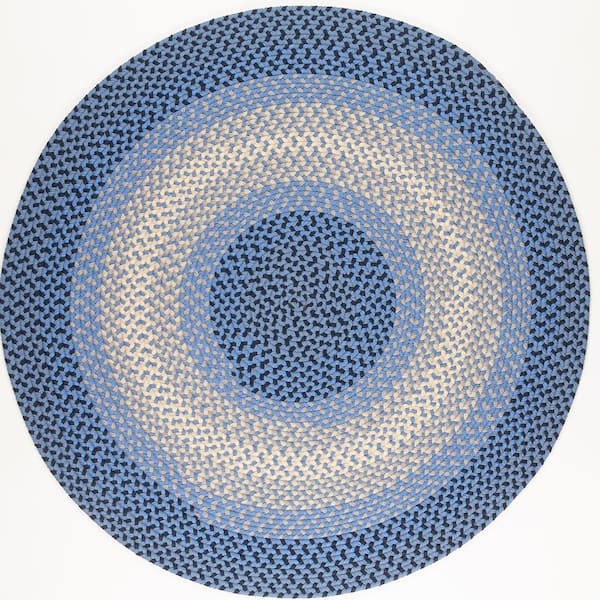 Pioneer Blue Multi 4 ft. x 4 ft. Round Indoor/Outdoor Braided Area Rug