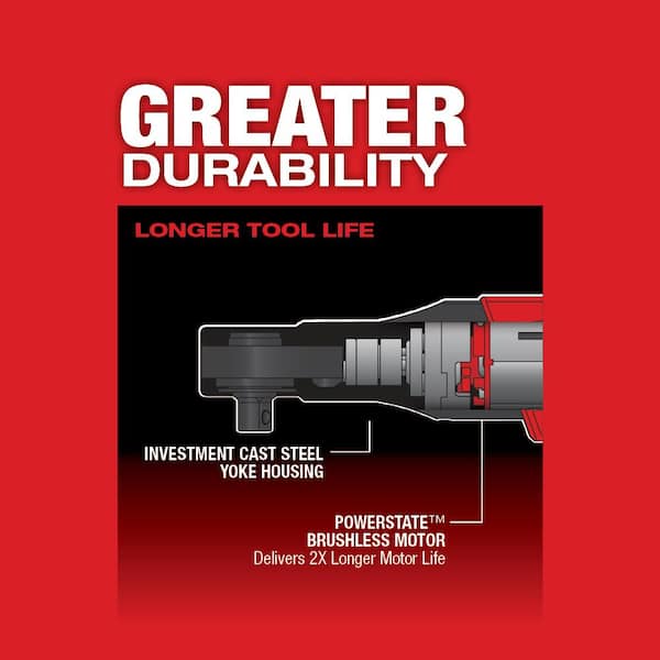 Milwaukee - M12 FUEL 12V Lithium-Ion Brushless Cordless 3/8 in. Ratchet Kit with (2) 2.0Ah Batteries, Charger & Tool Bag