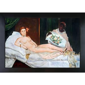 Olympia by Edouard Manet New Age Black Framed Oil Painting Art Print 28.75 in. x 40.75 in.