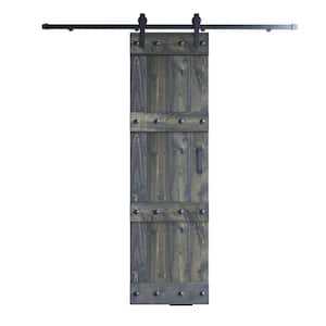 Castle Series 30 in. x 84 in. Carbon Gray DIY Knotty Pine Wood Sliding Barn Door with Hardware Kit