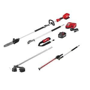 M18 FUEL 10 in. 18V Lithium-Ion Brushless Electric Cordless Pole Saw Kit with String Trimmer & Hedge Trimmer Attachments