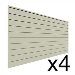 96 in. H x 48 in. W (128 sq. ft.) PVC Slat Wall Panel Set Sandstone (4 panel pack)