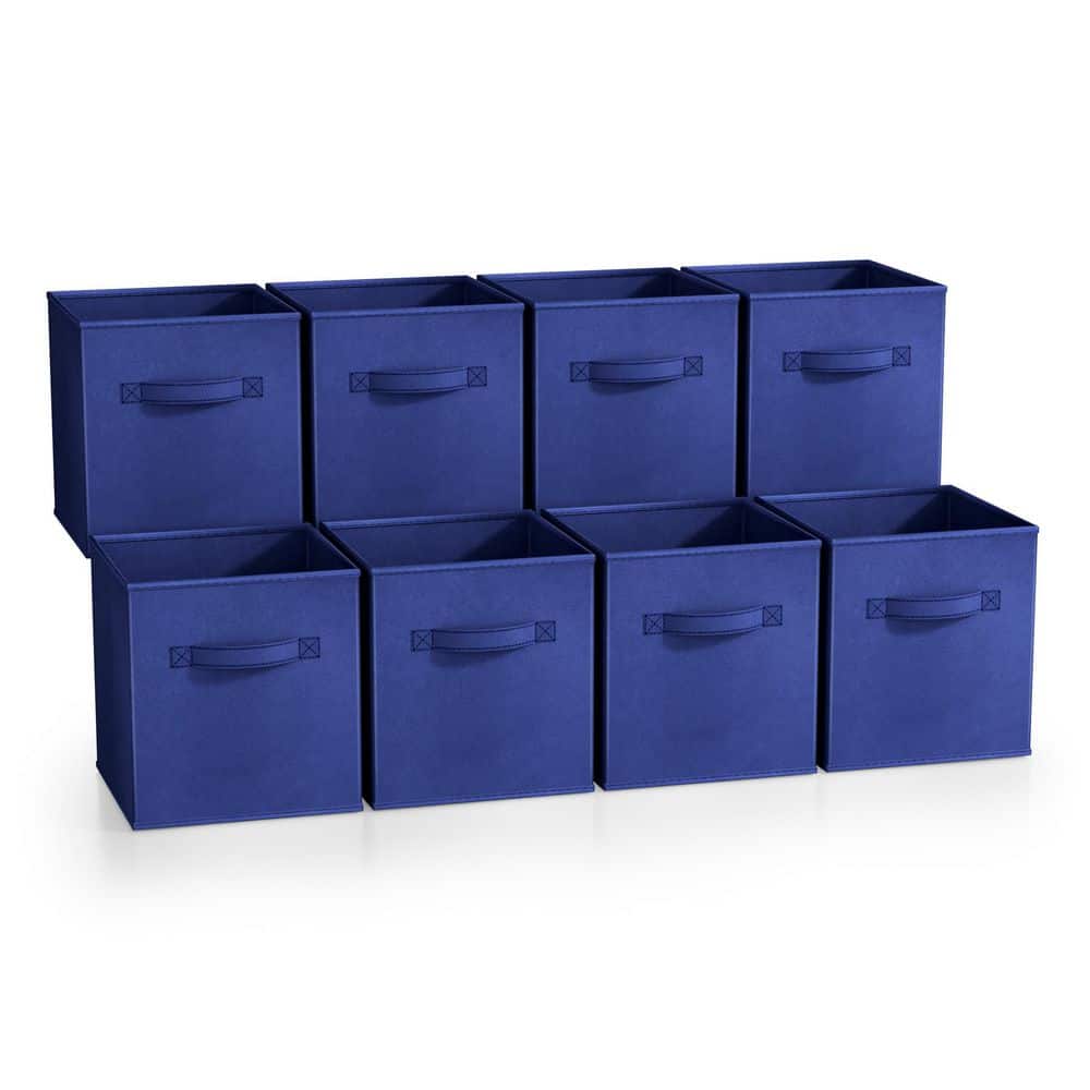 Storage Cubes Handles, Blue 10.5 in. W x 11 in. H  Fabric Decorative Basket