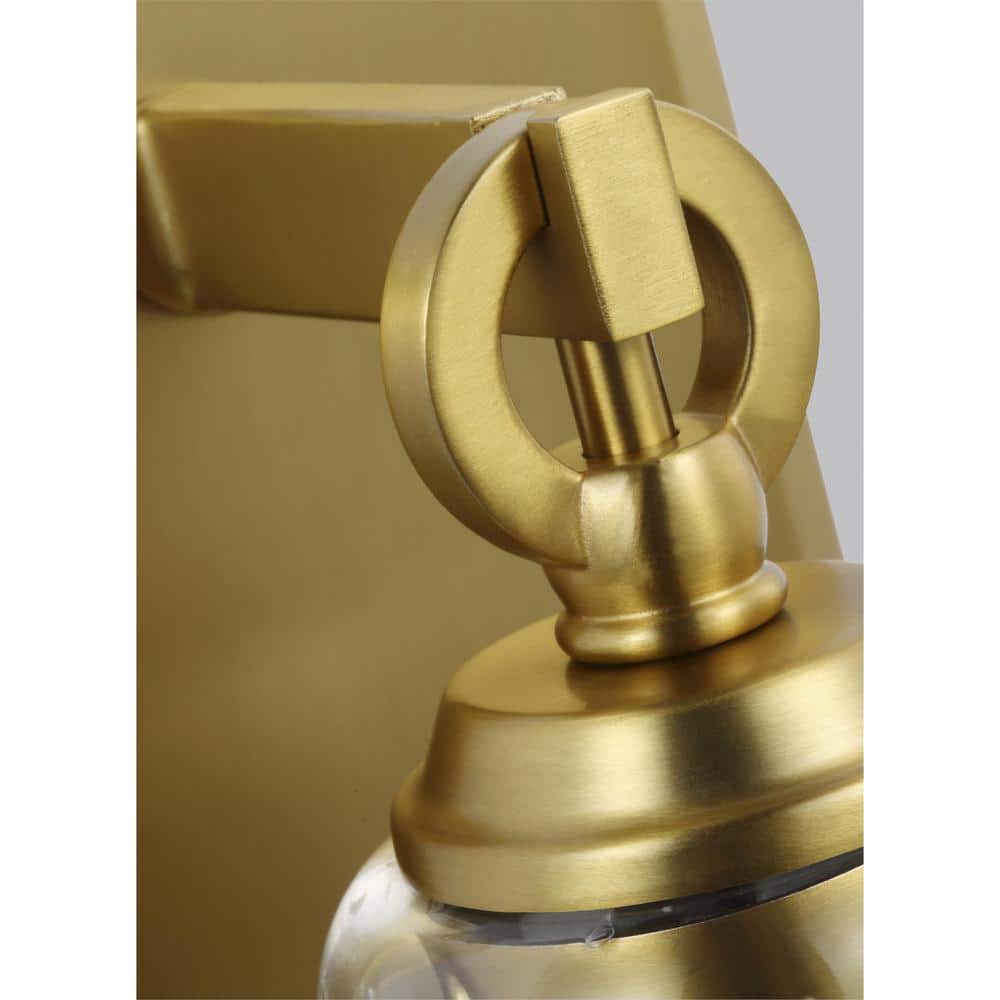 Burnished Brass 1-Light Wall Sconce with Clear Seeded Glass Shade