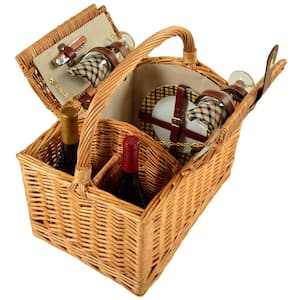 Vineyard Willow Picnic Basket with service for 2 in London Plaid