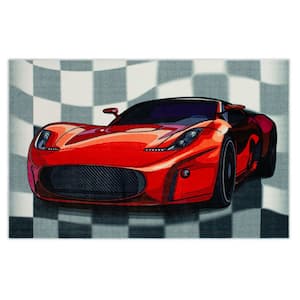 Street Legal Red 3 ft. 4 in. x 5 ft. Area Rug