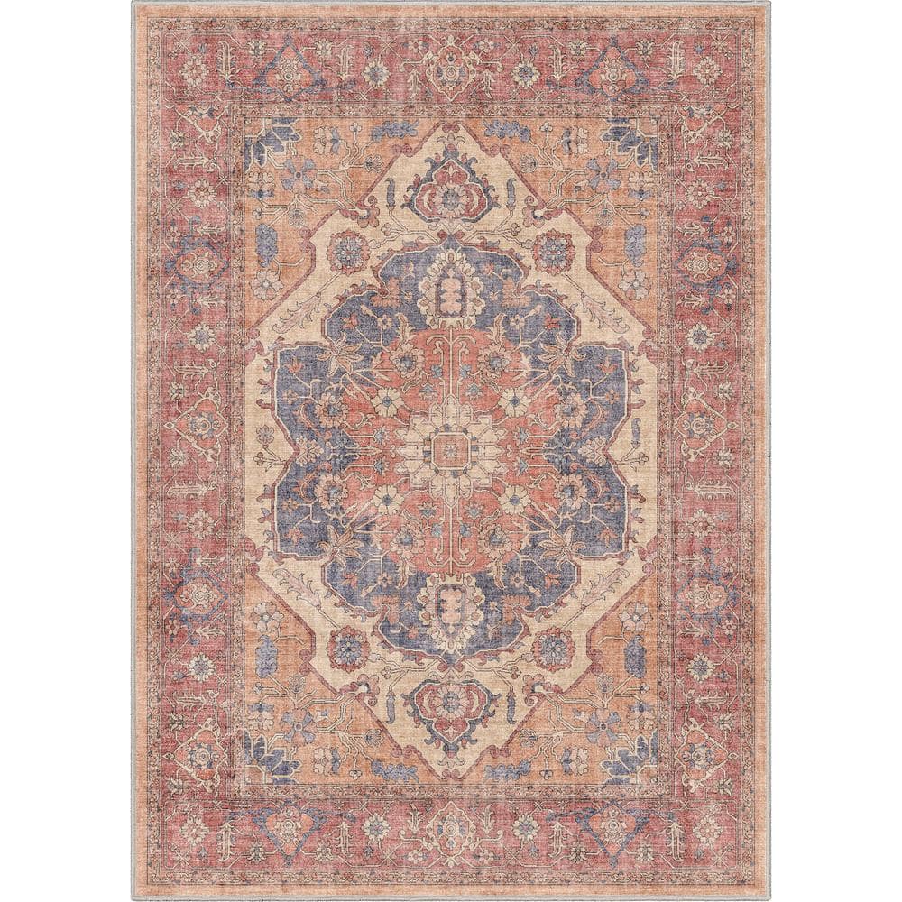 Apollo Serapi Red and Beige Chenille 5'3" x 7'3" Area Rug