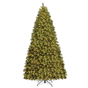 8 ft. Pre-Lit LED Full Artificial Christmas Tree with 879 LED Lights and Metal Stand, Classical Christmas Tree