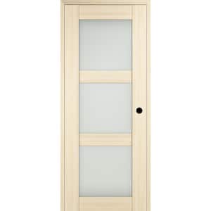 Vona 24 in. x 84 in. Left-Hand 3-Lite Frosted Glass Loire Ash Composite Solid Core Wood Single Prehung Interior Door