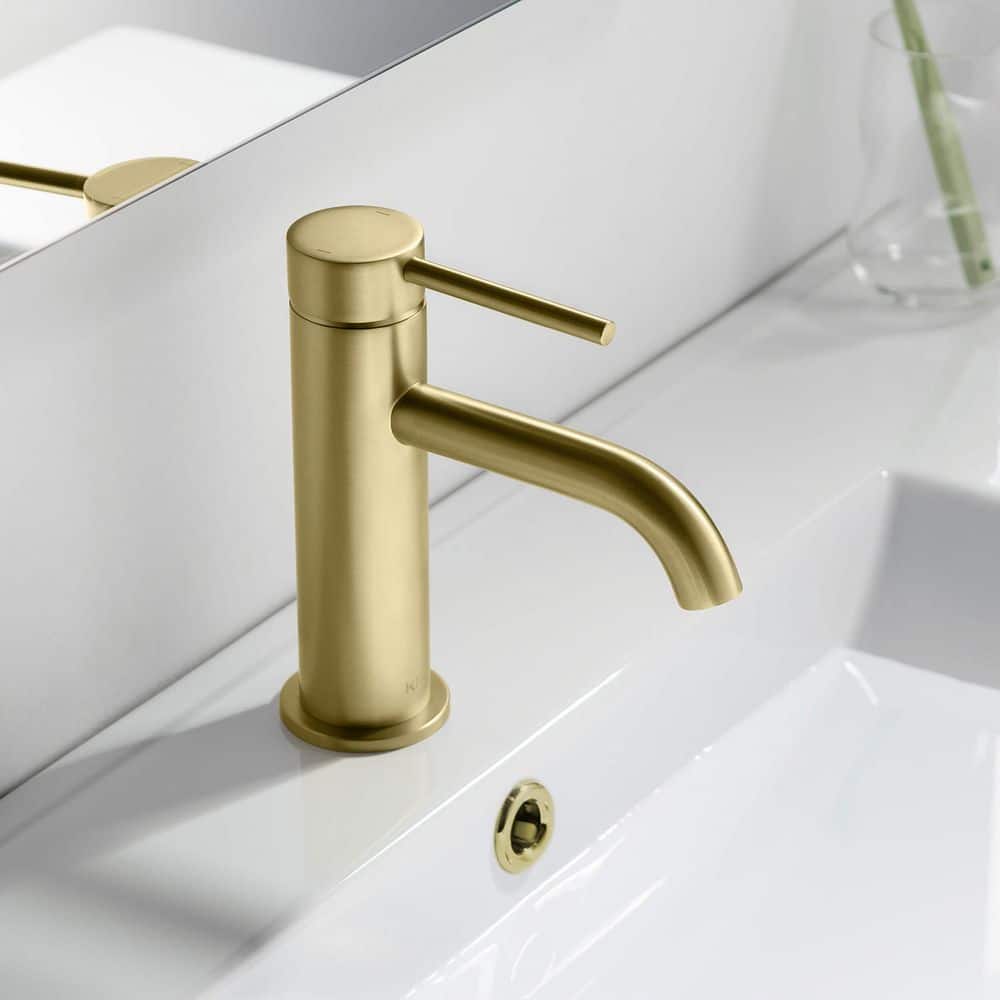 Brushed Gold Brass Single Handle Bathroom Faucet
