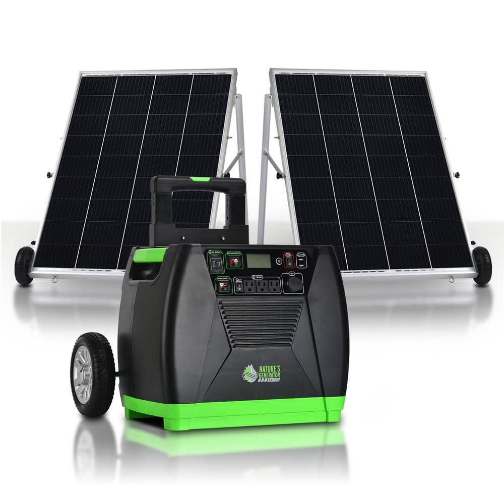 NATURE'S GENERATOR 1800-Watt/2880W Peak Push Button Start Solar Powered  Portable Generator with Power Pod and Three 100W Solar Panels GXNGPT - The  Home Depot