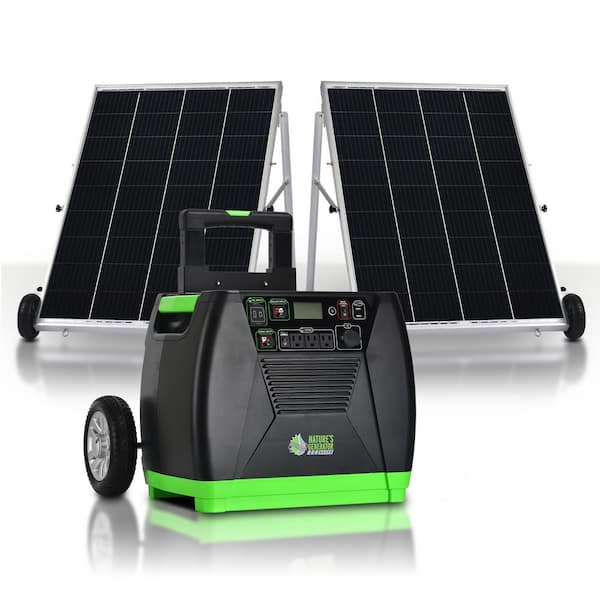 NATURE'S GENERATOR ELITE 3600-Watt/5760W Peak Push Button Start Solar Powered Portable Generator with Two 100W Solar Panels