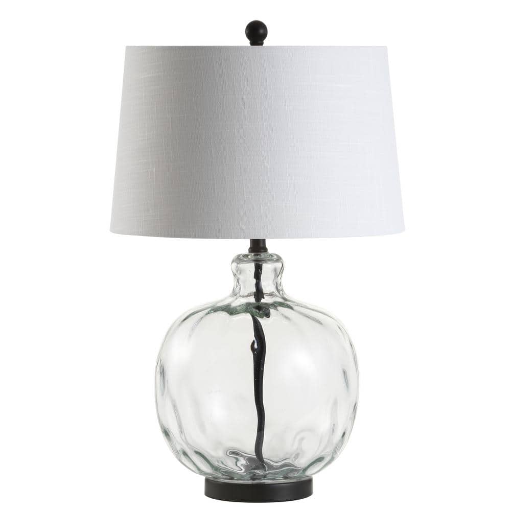 Rae 26.5" Clear Glass and Black Metal Table Lamp